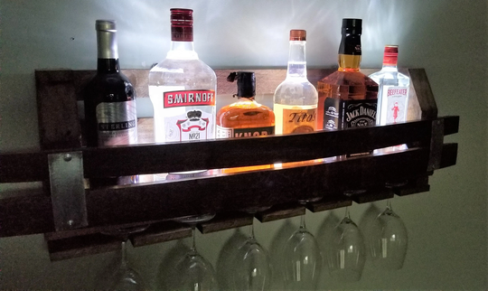 Lighted Whiskey Shelf