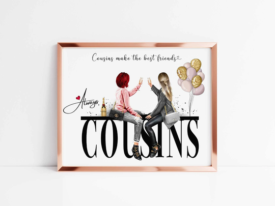 Personalised Cousins Print, Gift For Cousin, Gift, Cousin Birthday Family Keepsake