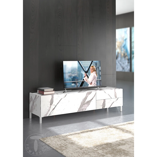 Eddy White Marble Tv Stand