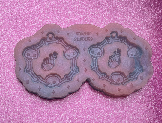 Cute Skull Hoop Earring Mould, Resin Mold, Craft, 3mm Thick