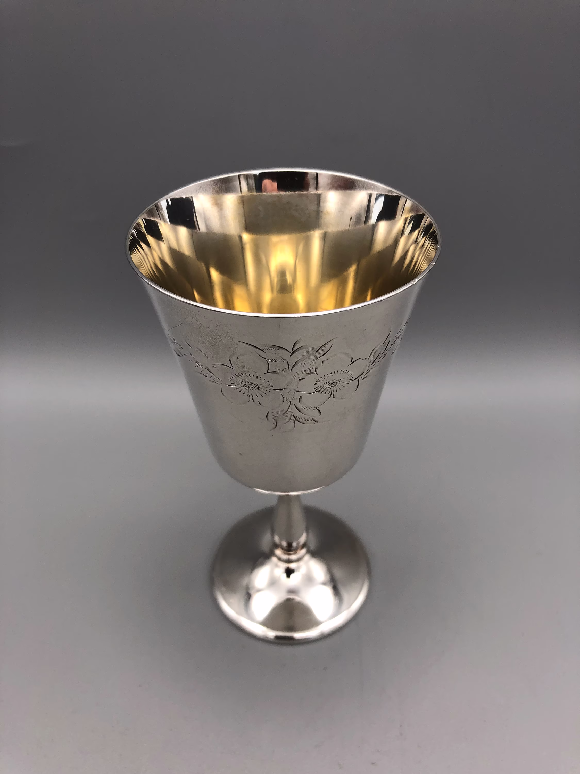 Vintage Silver Plated Goblet With Gilt Interior, English, C.1960S/70S