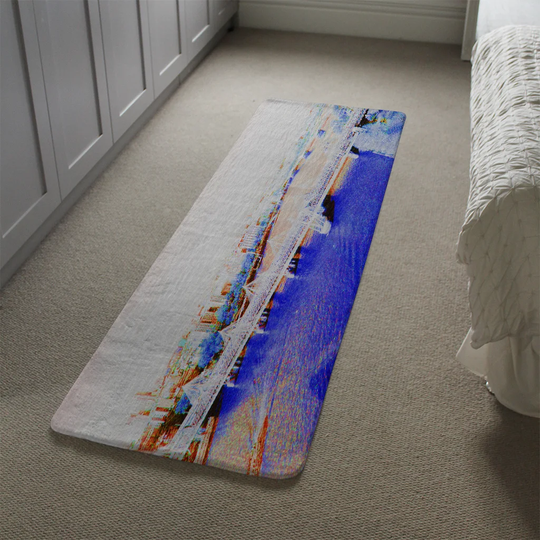 Maddock London Eye View Designer Shaggy Blue/Yellow/White Rug