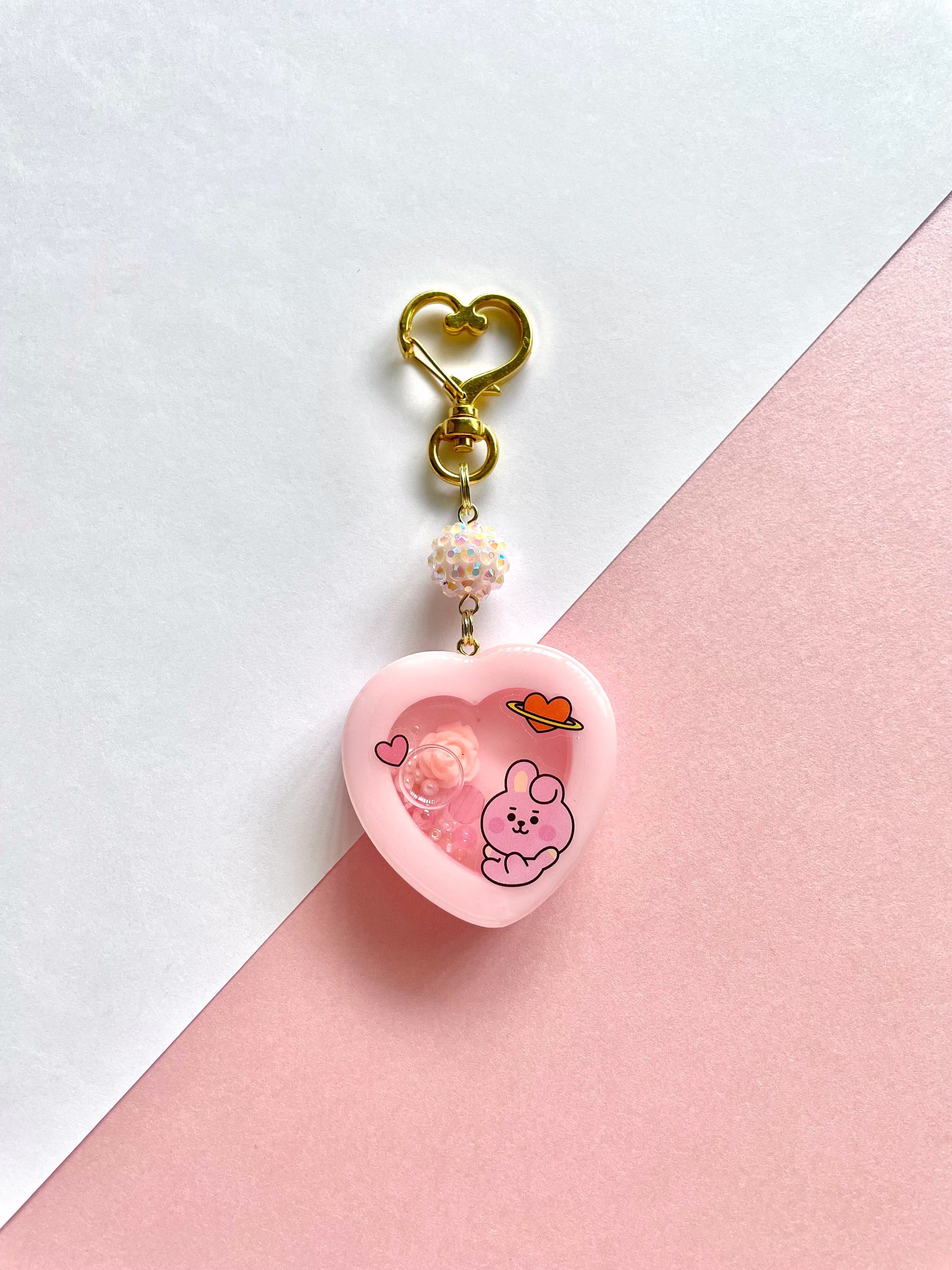 Pink Heart Shaker Keychain