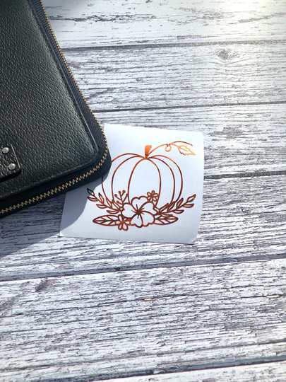 Pumpkin, Fall Decal, Autumn Vinyl Decal, Holographic Glitter Vinyl, Mirror