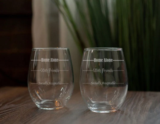 stemless Wine Glasses With Friendship Design, Funny Gift For Friend, Lover Gift, Glass Design