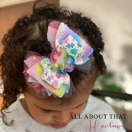 Awareness Hairbow/Rainbow Bow Girls Childrens Hair Accessories Gift For Toddlers Clip