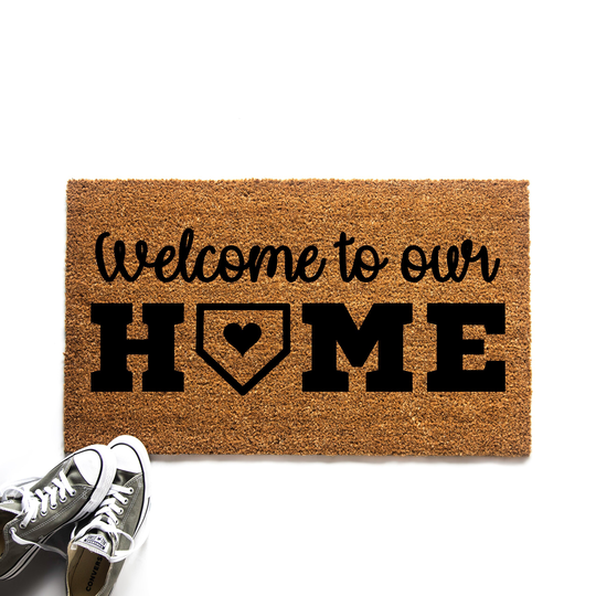 Welcome To Our Home Baseball Doormat, Outdoor Mat, Gift For Mom, Housewarming Gift, Gifts