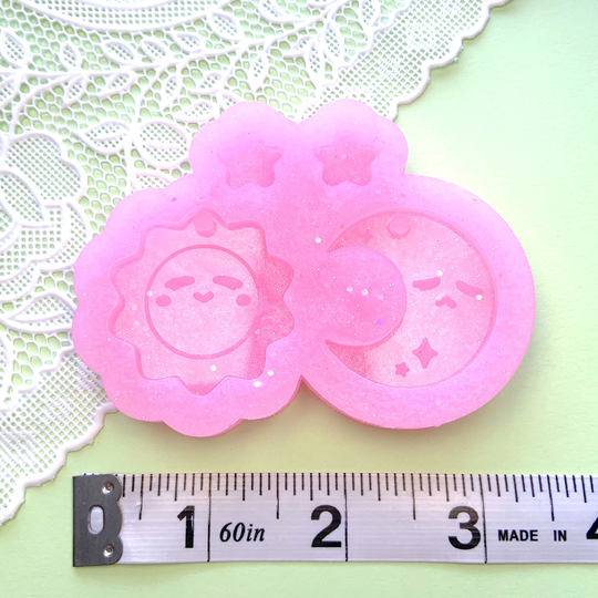 Kawaii Sun & Moon Earring Cute Engraved Silicone Mold - Made To Order