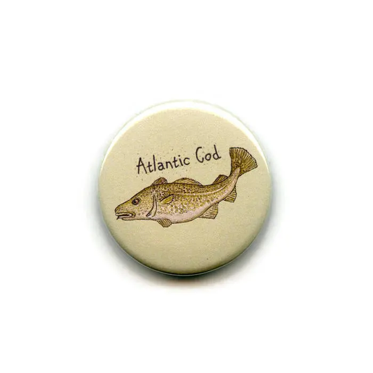 Atlantic Cod Fish Magnet, 38mm Round Button Sea Fishing Fishermans Fridge Magnet