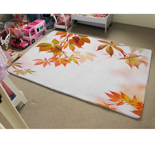 Pateros Autumn Leaves Designer Shaggy Orange/Cream/White Rug