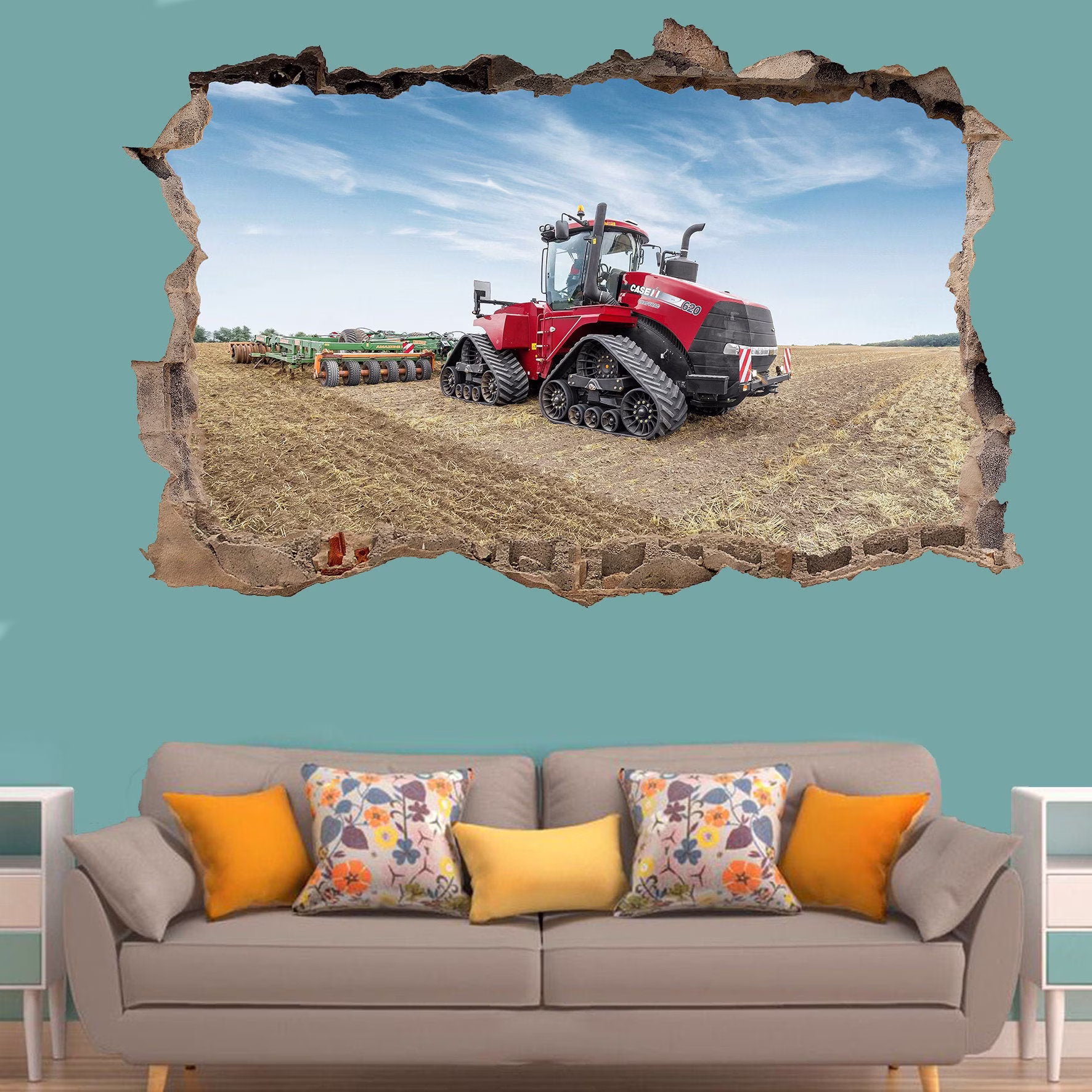 Massive Powerful Tractor Farming Machinery Wall Sticker Art Poster Mural Transfer Decal Print Room Home Nursery Office Shop Decor Id574