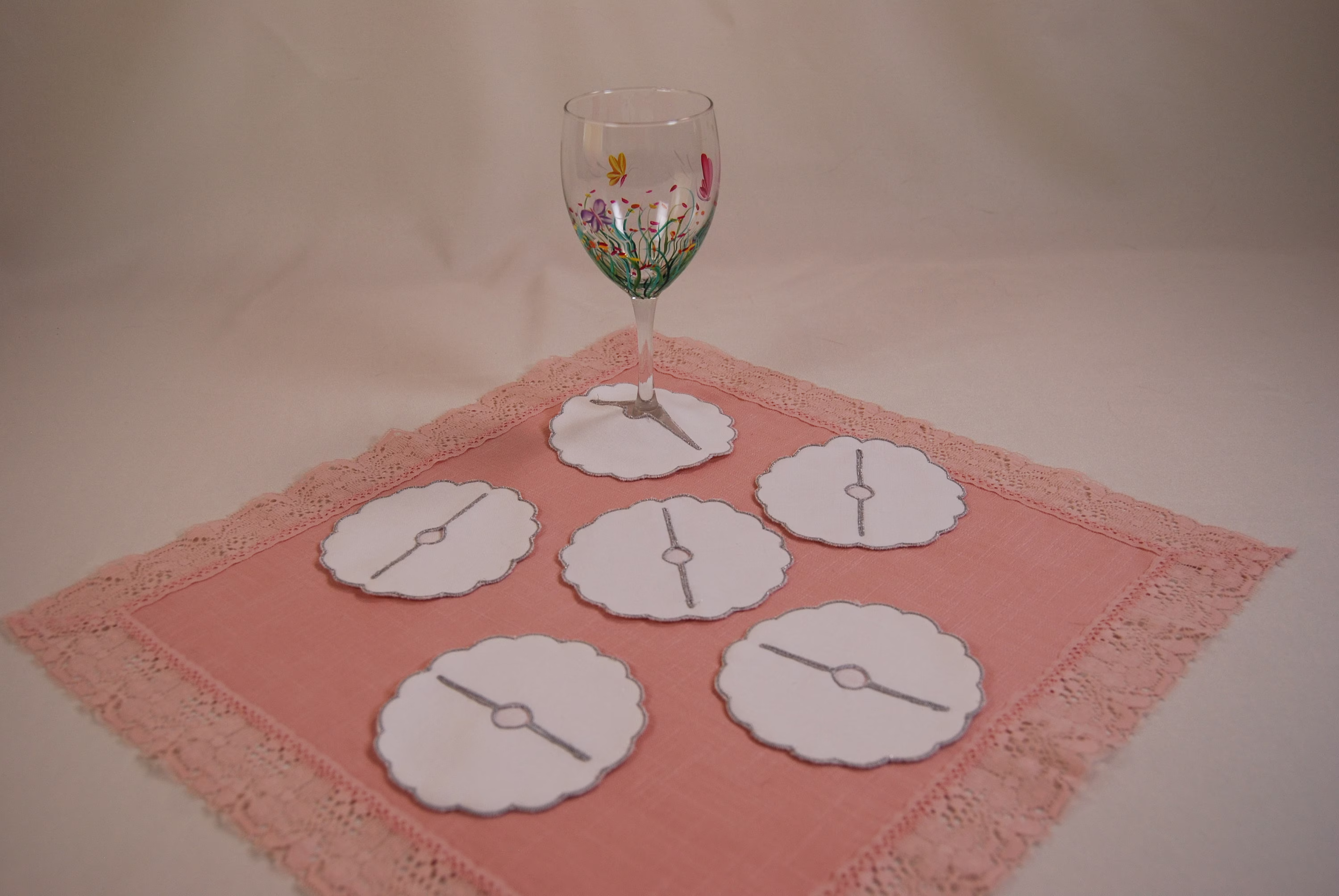 Vintage Wine Glass Spats, Set Of Six