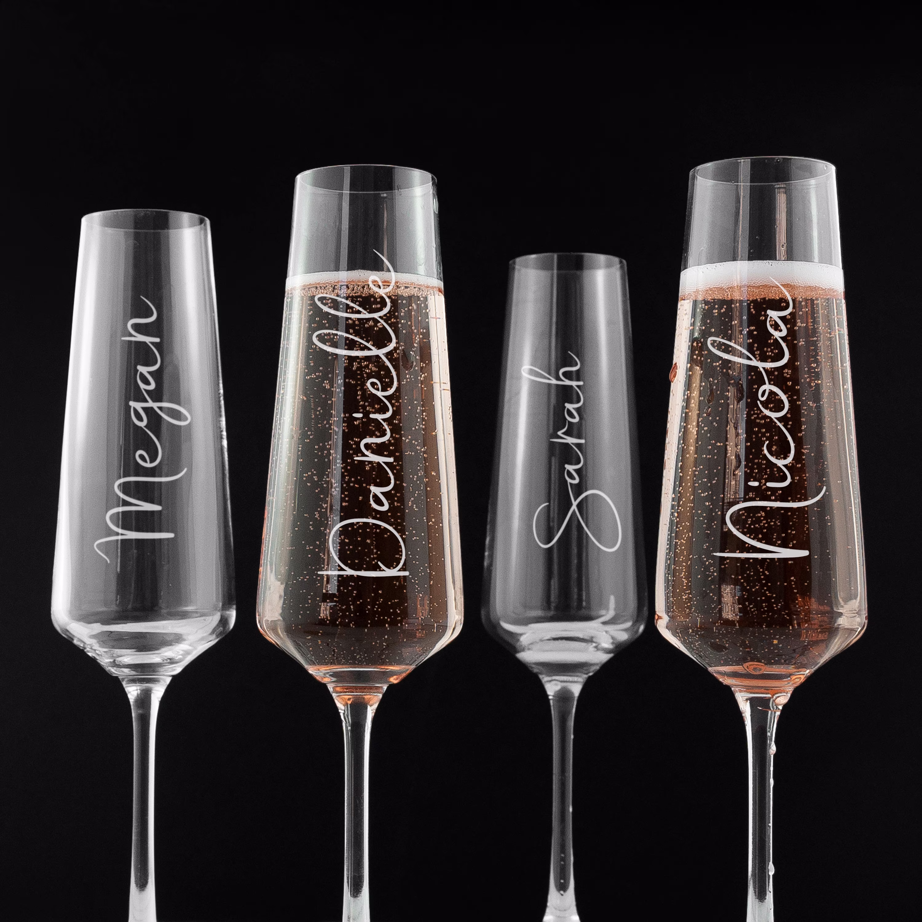Luxury Engraved Personalised Champagne Flutes, Name Customised Glass, Hen Party Favours, Bachelorette Gifts, Prosecco Glass