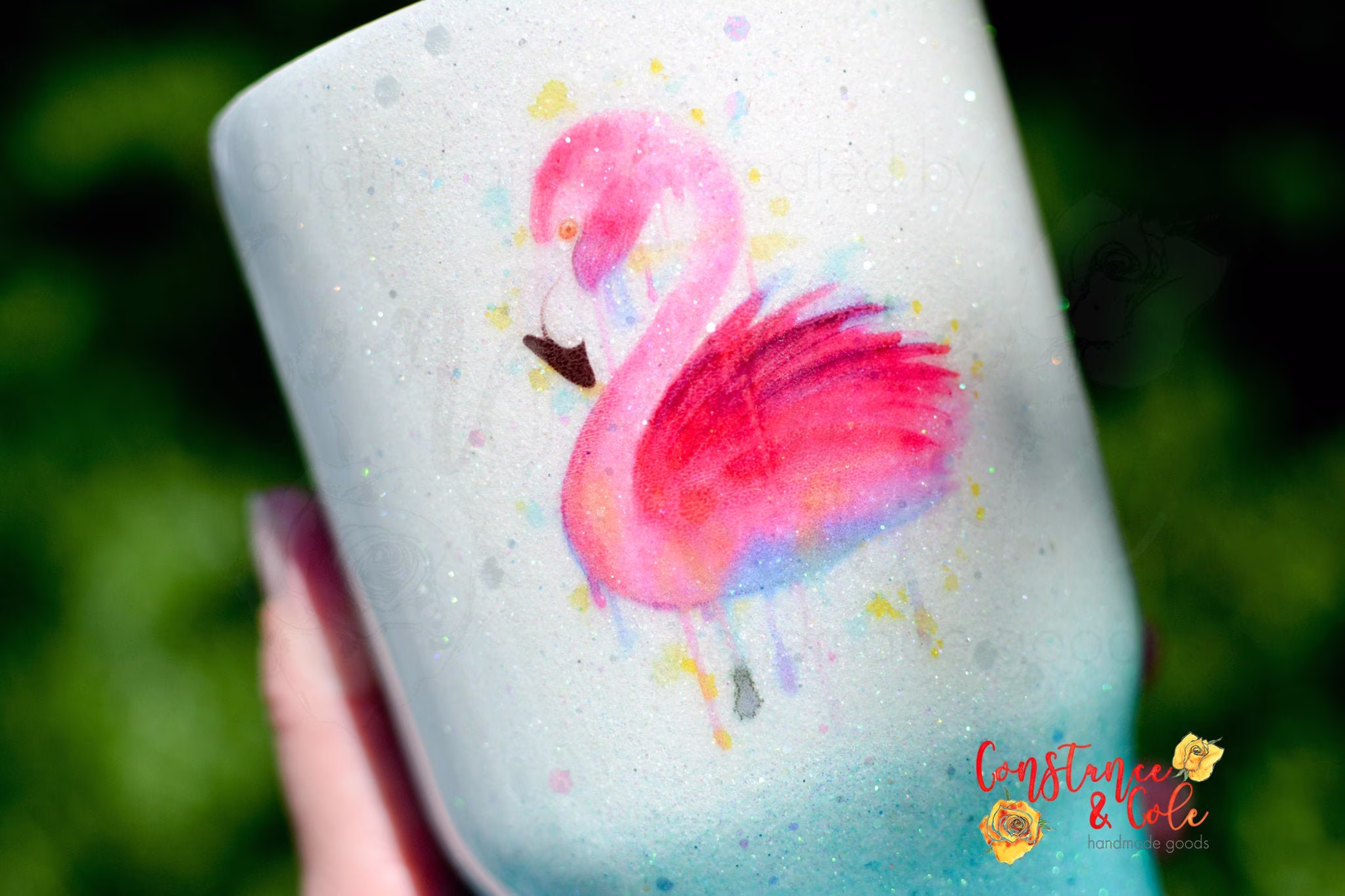 In A Flock Of Pigeons Be Flamingo Tumbler Or Water Bottle, Tumbler, Glitter Gift, Watercolor