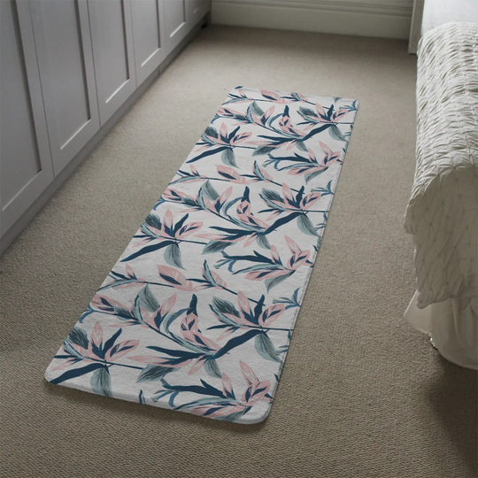 Langevin Winter and Flowers Designer Shaggy White/Pink Rug