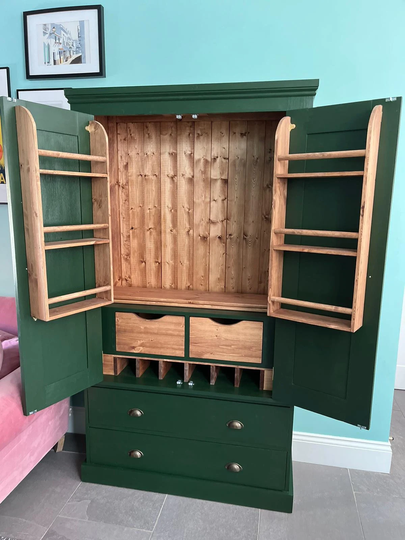 Narrow 3.5Ft Handmade & Painted Kitchen Larder/storage Unit