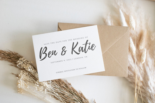 Save The Date For Wedding, Simple Date, Calligraphy Modern Rustic