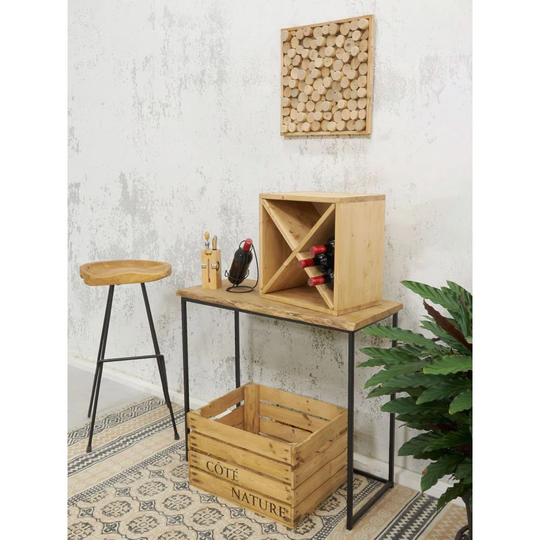 Ender 12 Bottle Solid Wood Wine Bottle Rack in Brown