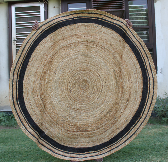 Handmade Braided Jute Rug Round Floor Décor Bohemian Gift For Her