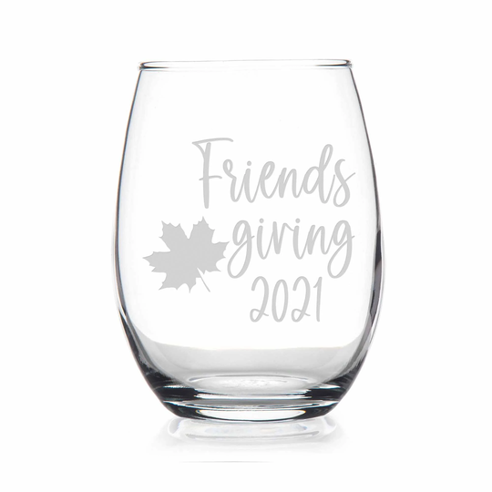 Friendsgiving Thanksgiving Stemless Wine Glass - Friendsgiving, Thanksgiving, Friends Giving, Gobble, Fall Gift