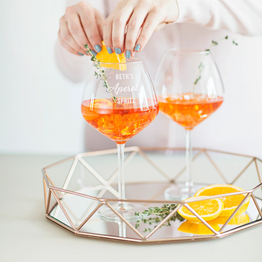 Aperol Spritz Glass Balloon Personalised Cocktail Personalized Housewarming Gift Birthday - Pg102