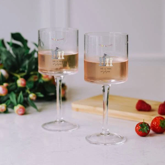 Mr & Mrs Wedding Welly Boot Glasses