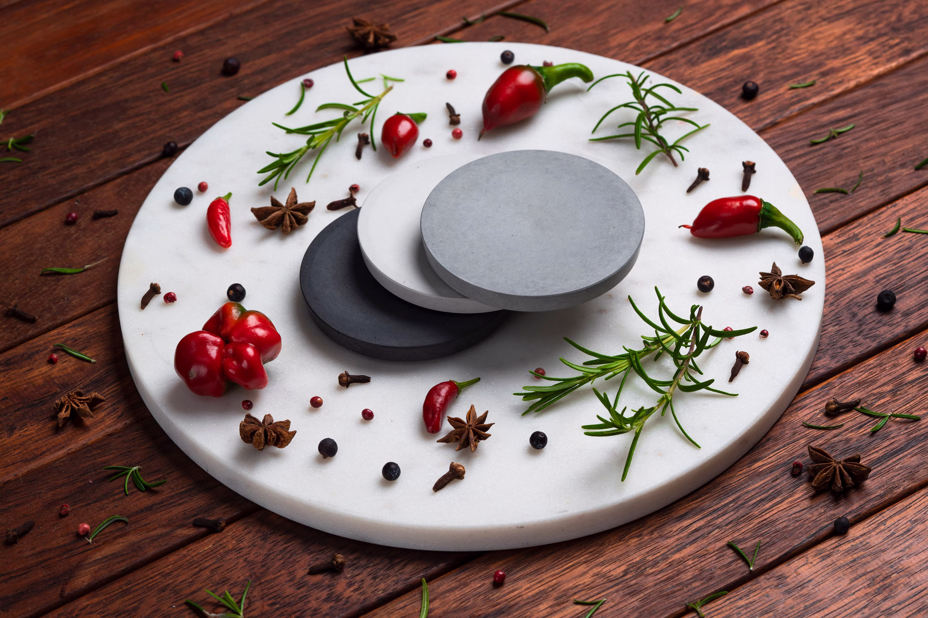Round Concave Concrete Coasters, Set Of 4 Or 6 | Modern Decor Industrial Design Beverage Coaster Minimalist Grey, White, Black