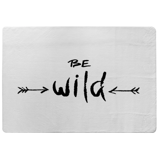 Harding Be Wild Inspirational Quote Designer Shaggy White/Black Rug