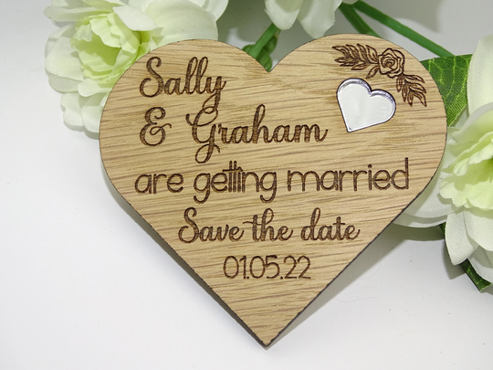 Wedding Save The Date Heart Magnet With Mirror Acrylic