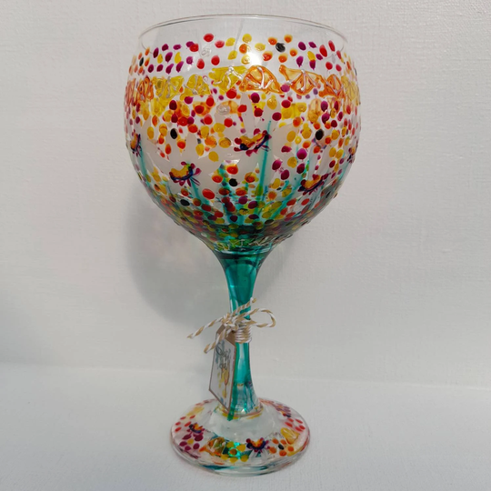 Oranges & Lemons, A Zingy Citrus Design, Hand Painted Gin Glass | Can Personalise Unique, Perfect Gift Painted To Order For Her Him