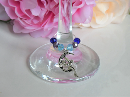 Fairy On The Moon Wine Glass Charm/For Lovers Birthday Gift Women