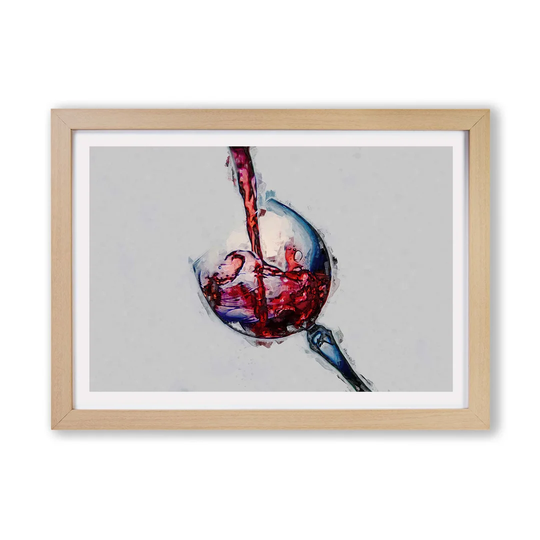 'Tilted Wine Glass' - Picture Frame Painting Print on Paper