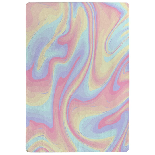Whalen Colourful Marble Designer Shaggy Blue/Pink/Yellow Rug