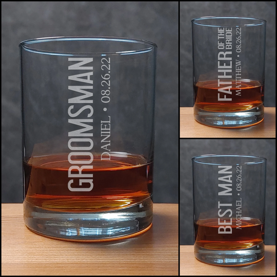Groomsman Whiskey Glass - Best Etched Personalized Gift Father Man Of The Bride Groom