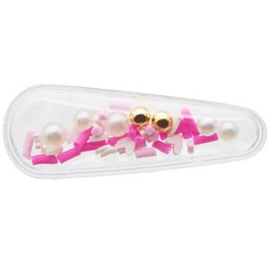Pink Pearl Sprinkle 60x23mm Shaker Snap Clip Cover, Filled Resin Shaker, Embellishments For Diy Hair Bows, Flat Back