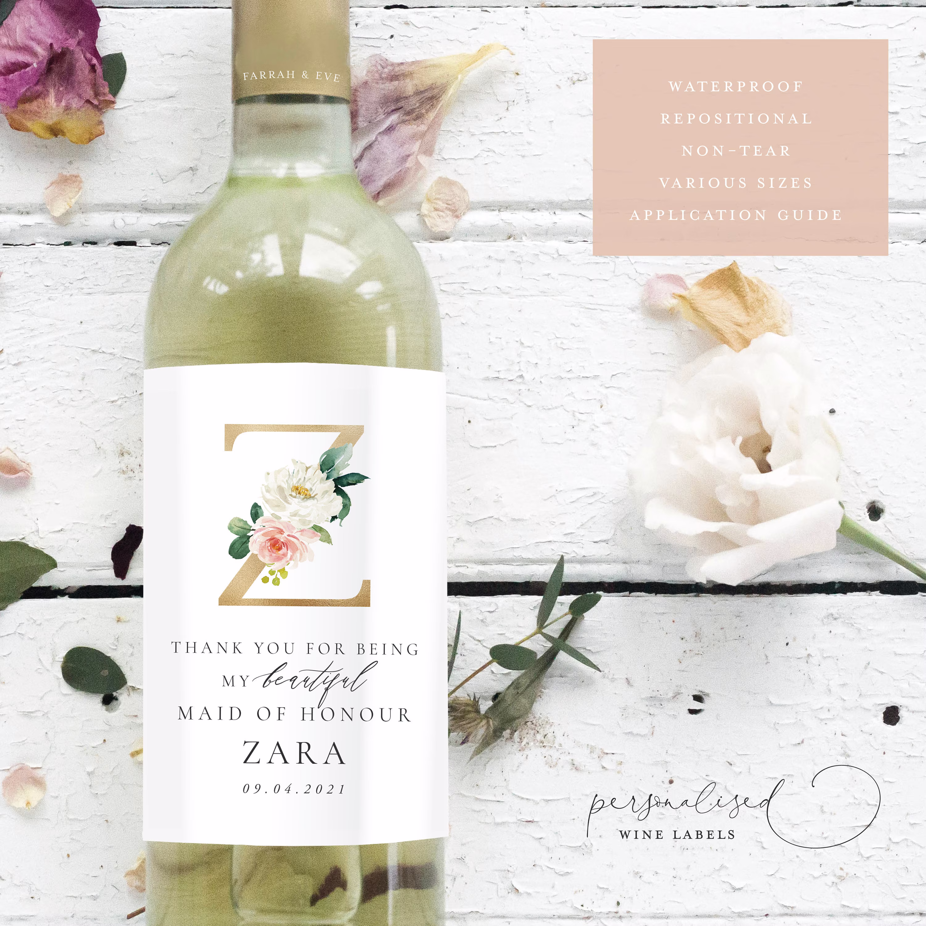 Bridesmaid Thank You Wine Labels | Will Be Bottle Gift Proposal Custom Fewl23