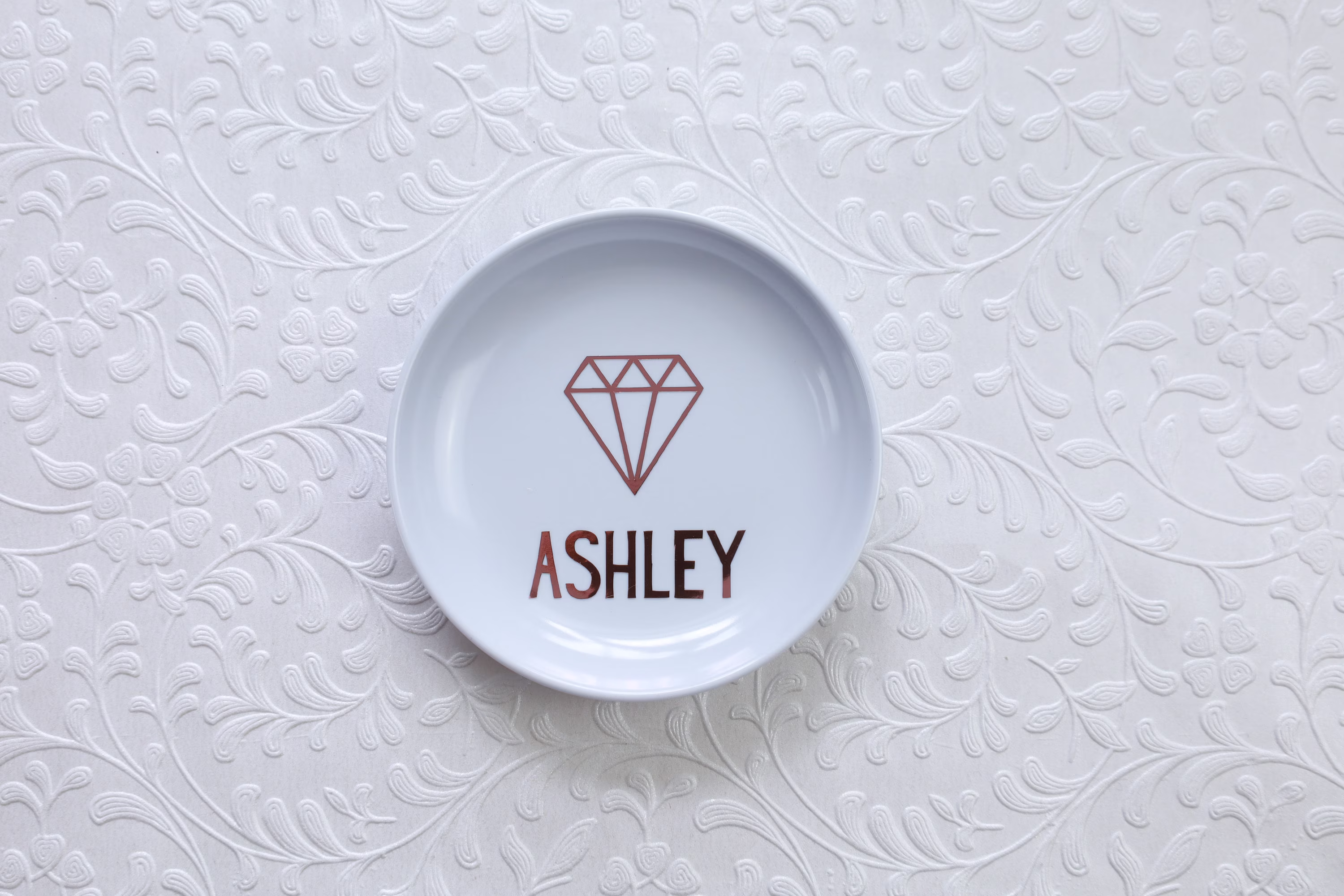 Diamond Initial Ring Dish | Bridesmaid Gifts Christmas Gift Idea| Holder Customize With Name Personalized