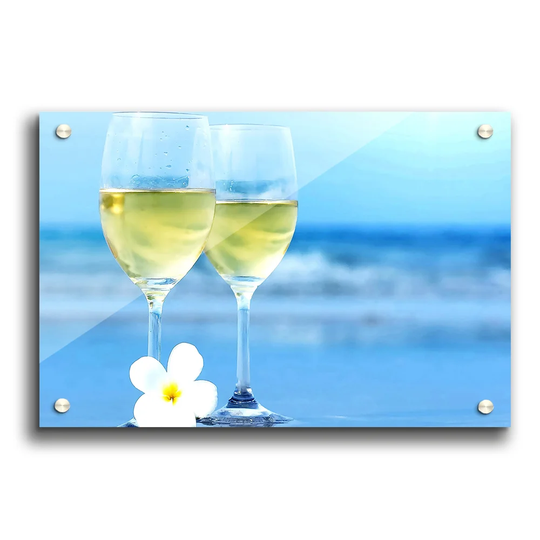 White Wine Glasses Portrait - Unframed Photograph Print on Acrylic