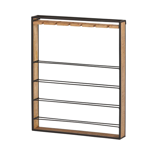 Dority 8 Bottle Wall Mounted Wine Bottle and Glass Rack