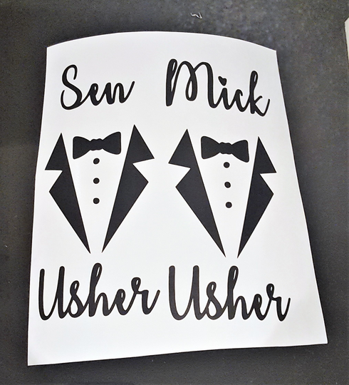 Custom Vinyl Decals, Lettering, Groomsmen Gifts