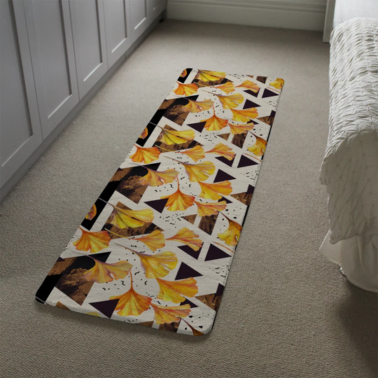 Lambrecht Orangle Flowers and Triangles Designer Shaggy Beige/Gold/Brown Rug