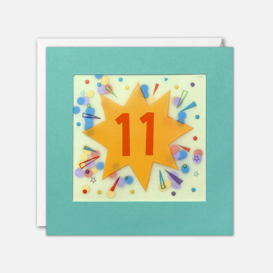 Age 11 Star Birthday Card With Paper Confetti - Shakies By James Ellis