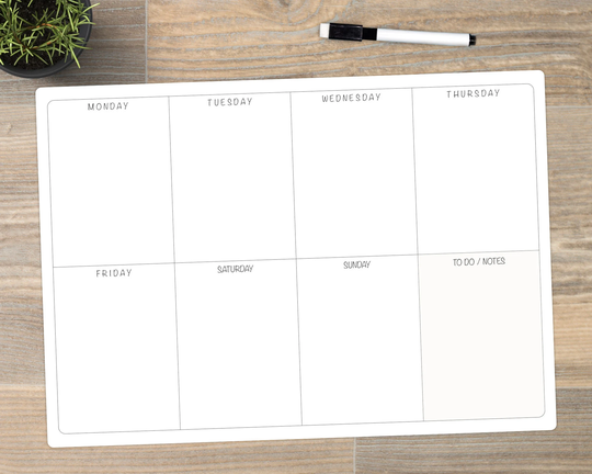 Personalised Weekly Planner Whiteboard, Family Dry Wipe, Meal Planner, Fridge Erase Board, To Do A4 Schedule