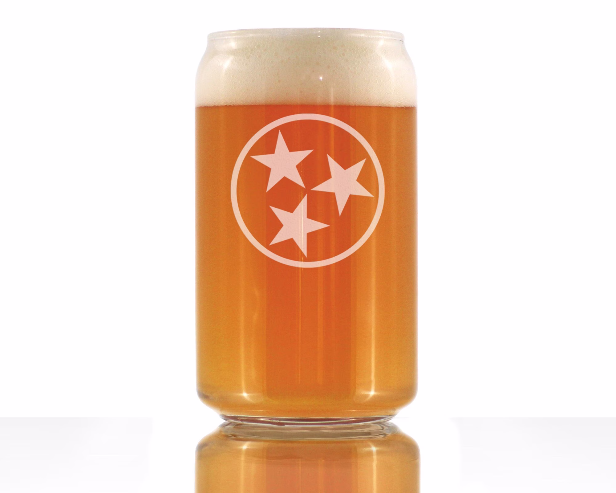 Tennessee Flag - Cute State Beer Can Pint Glass, Large 16 Ounce Size, Etched Sayings, Gift For Tennessean