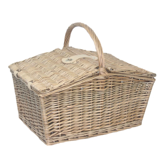 Wicker Double Lidded 4 Person Fitted Picnic Hamper