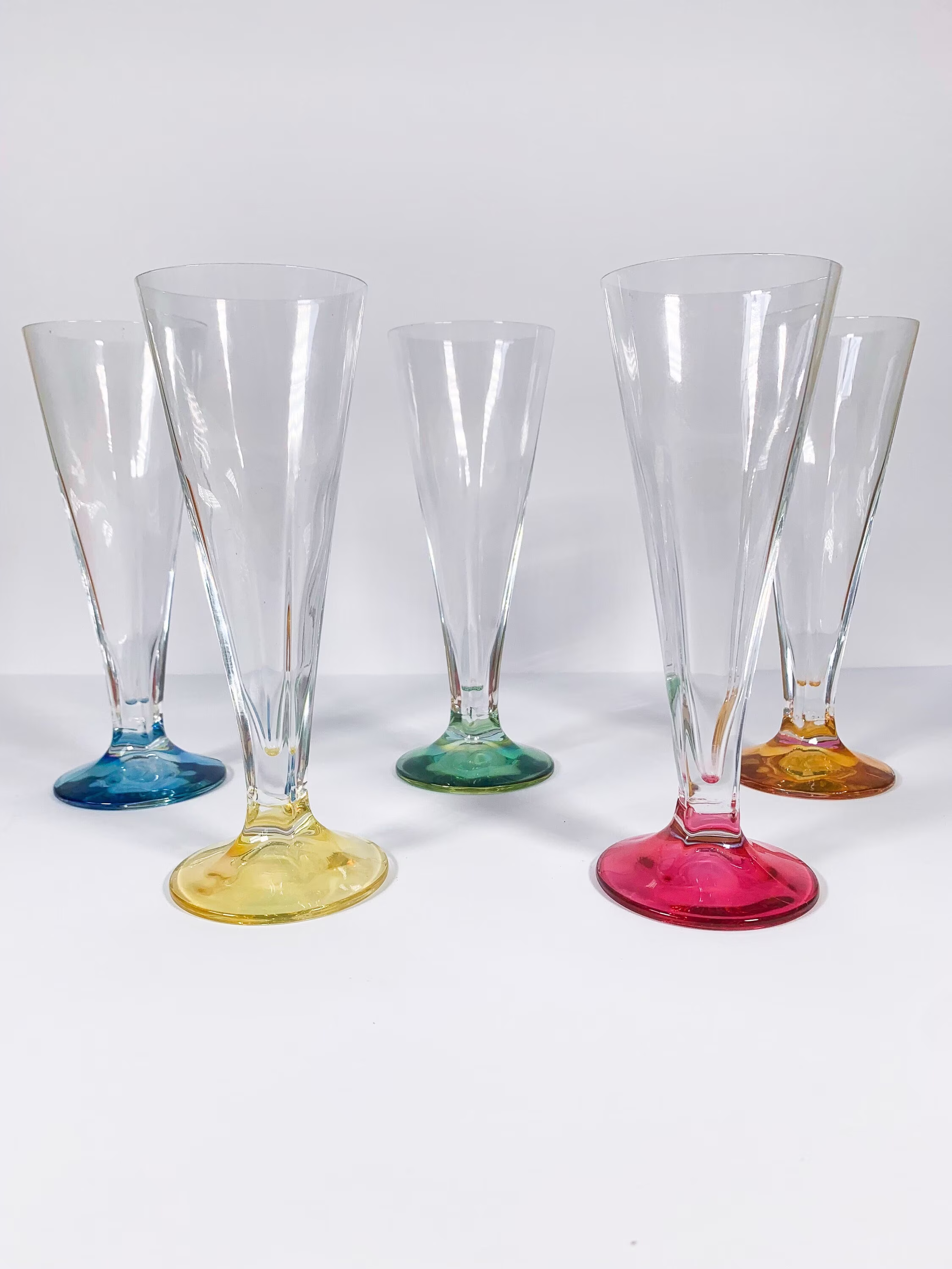 Champagne Flutes with Multicolored Bases | 5
