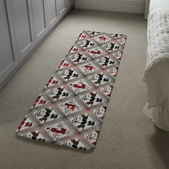 Lahti Egyptian Hieroglyphs Designer Shaggy Black/Red Rug