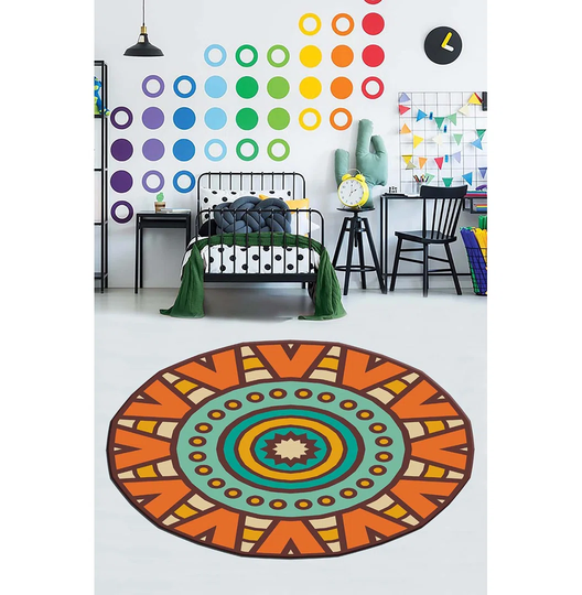 Isaacs Power Loom Orange/Blue/Yellow Rug