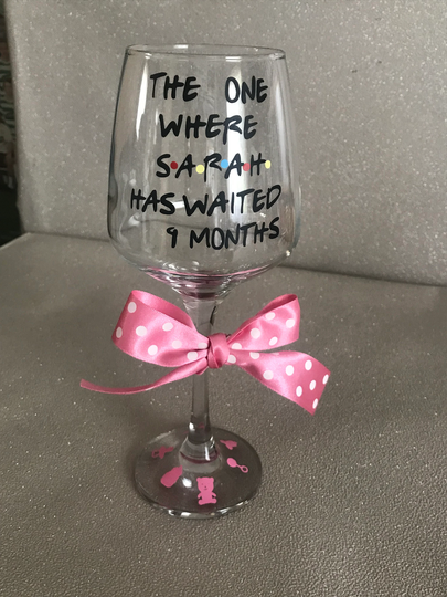 Personalised Babyshower Glass, New Mum Gift, Glass For Mum, Babyshower, I've Waited 9 Months, Parents