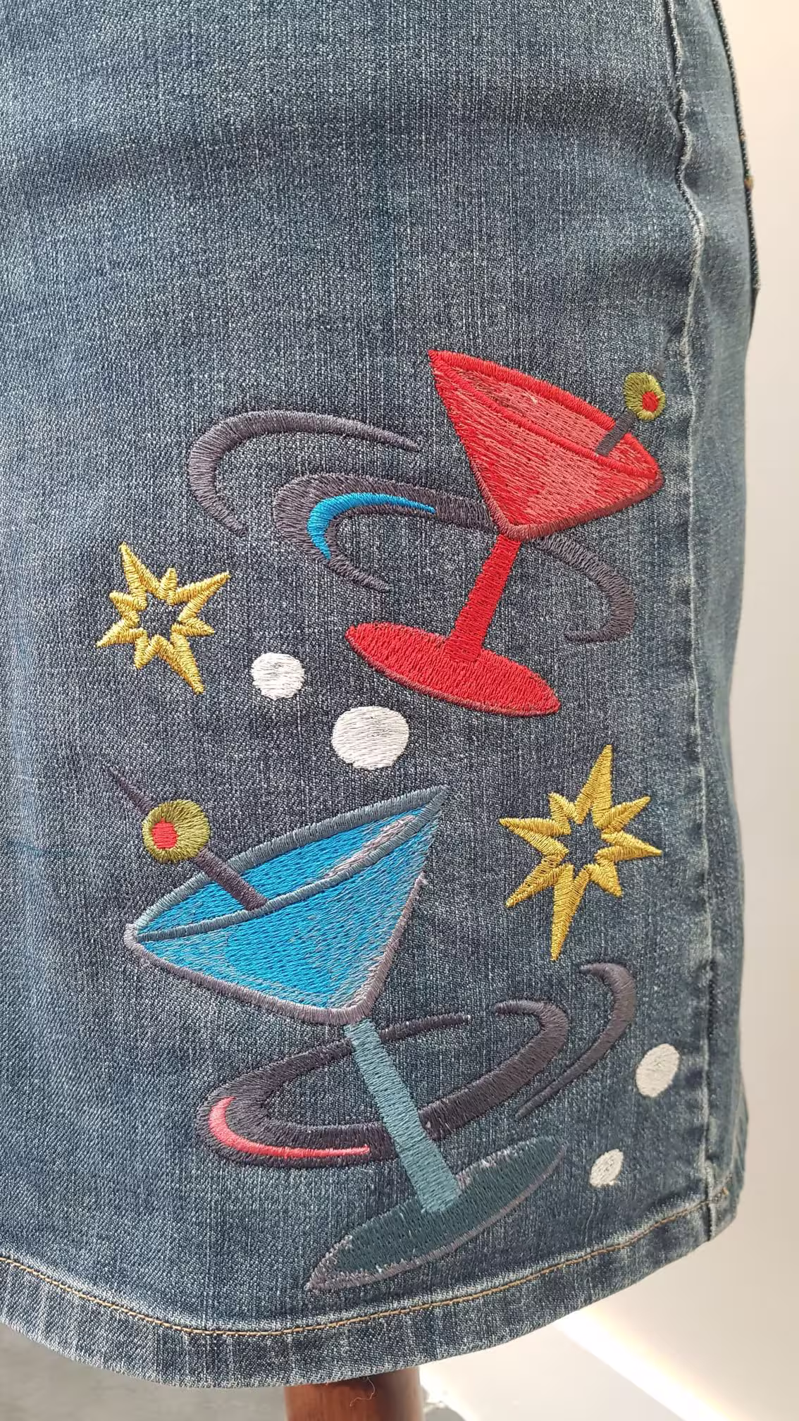 Upcycled Denim Skirt - Knee Length